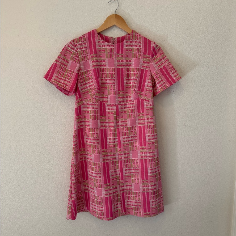 Vintage Pink Patterned Mini Dress